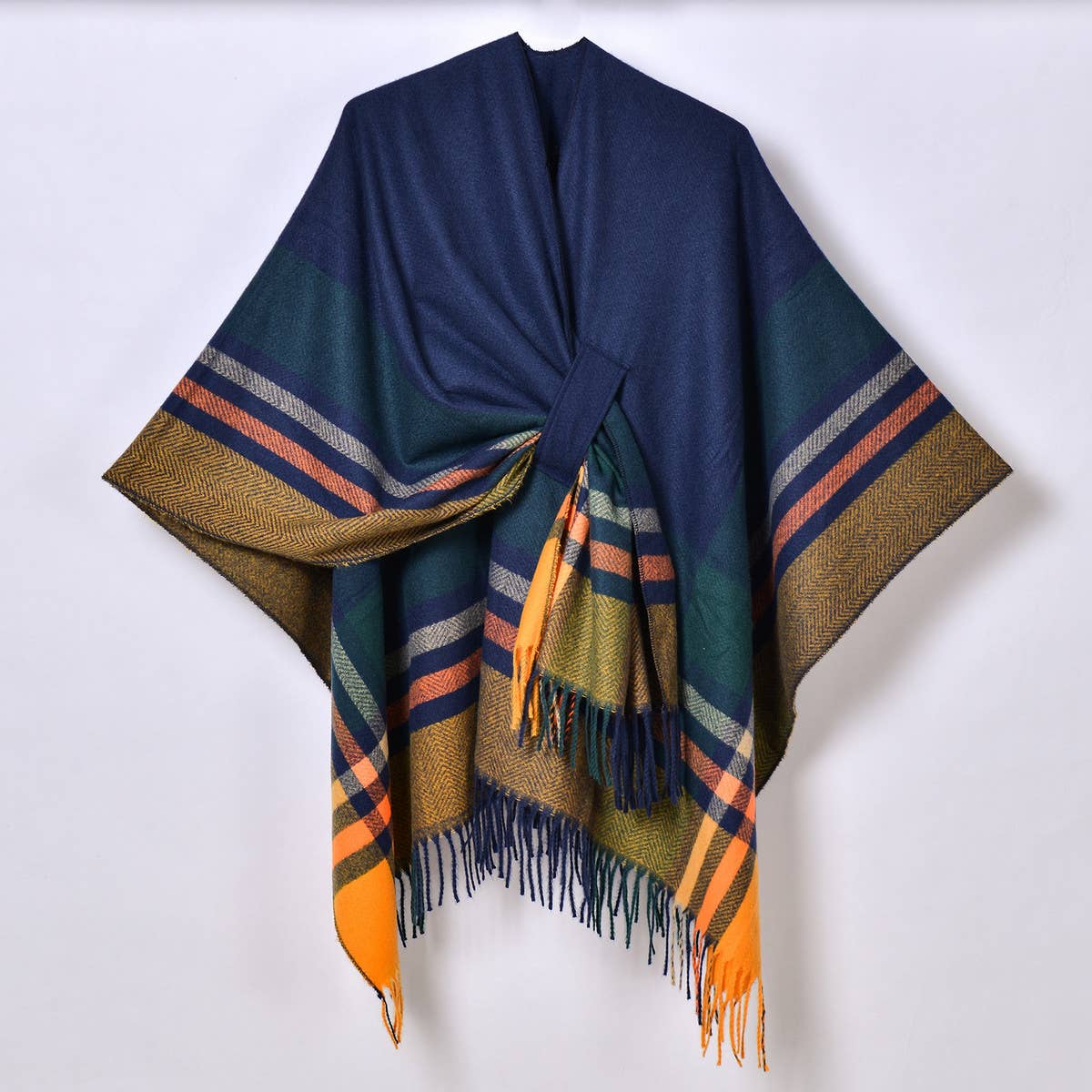 COLORFUL TASSEL STRIPED TIE SHAWL_CWASC0943