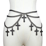 ALLOY HOLLOW CROSS PENDANT WAIST CHAIN BODY CHAIN_CWMM0652