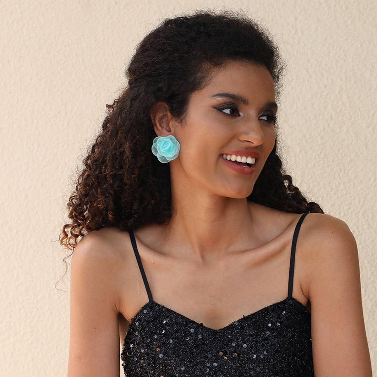 HANDMADE LACE ROSE STUD EARRINGS SWEET MINIMAL_CWMM6279