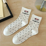 Women'S Boneless Polka Dot Striped Mid-Calf Socks_Cwms1369