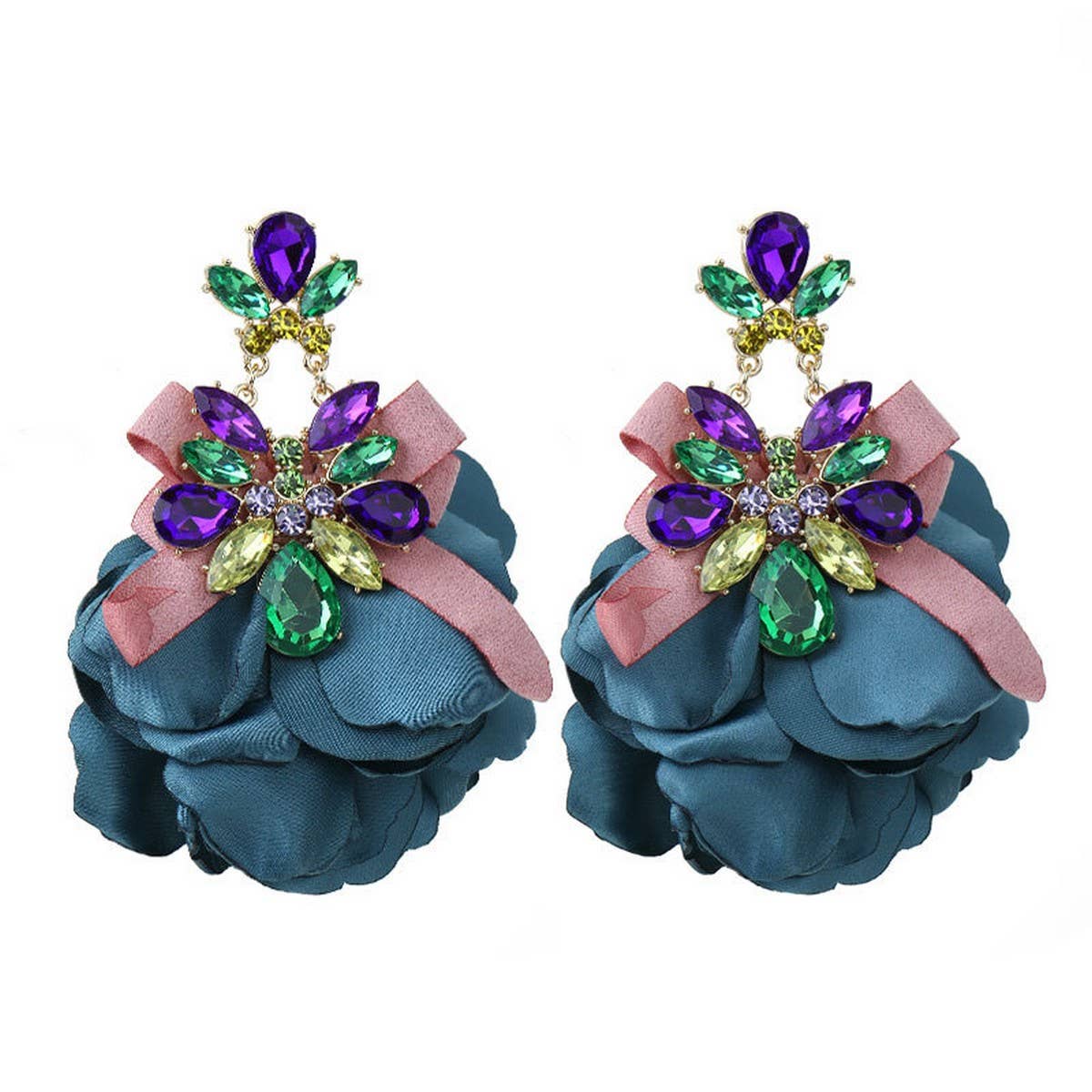 HANDMADE FLORAL FABRIC EARRINGS ELEGANT WOMANS_CWMM6173