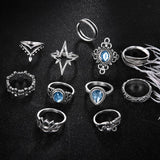 Cwmm2999_Vintage Diamond Star Gemstone Ring Set