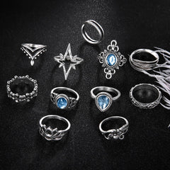 Cwmm2999_Vintage Diamond Star Gemstone Ring Set