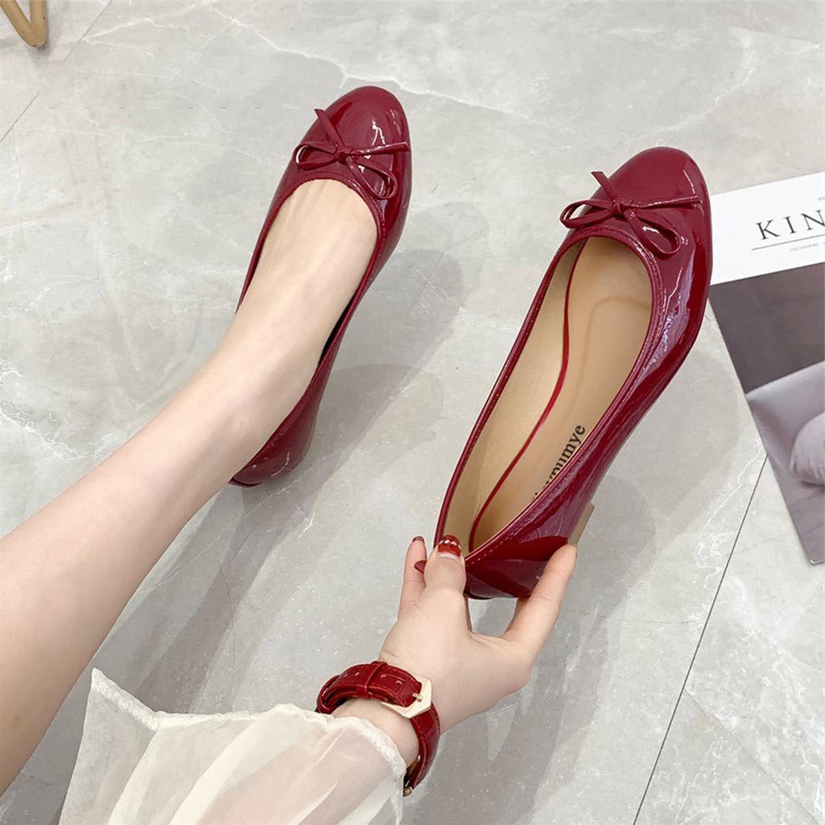 FLAT BOTTOM SOFT LEATHER BOW CASUAL WOMEN SHOES_CWSHF0021