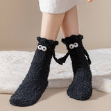 BLACK AND WHITE CARTOON CUTE HOME LADIES SOCKS_CWMS0775