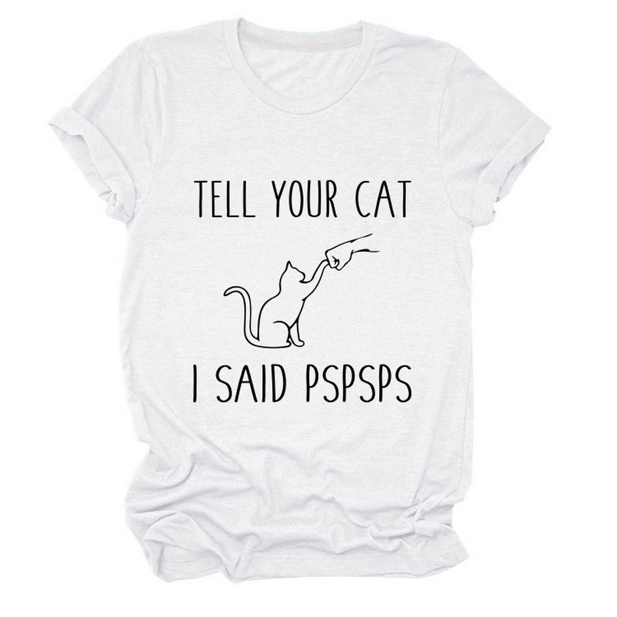 CASUAL CAT PRINT TEE WOMEN S SHORT SLEEVE TOP_CWTTS1519