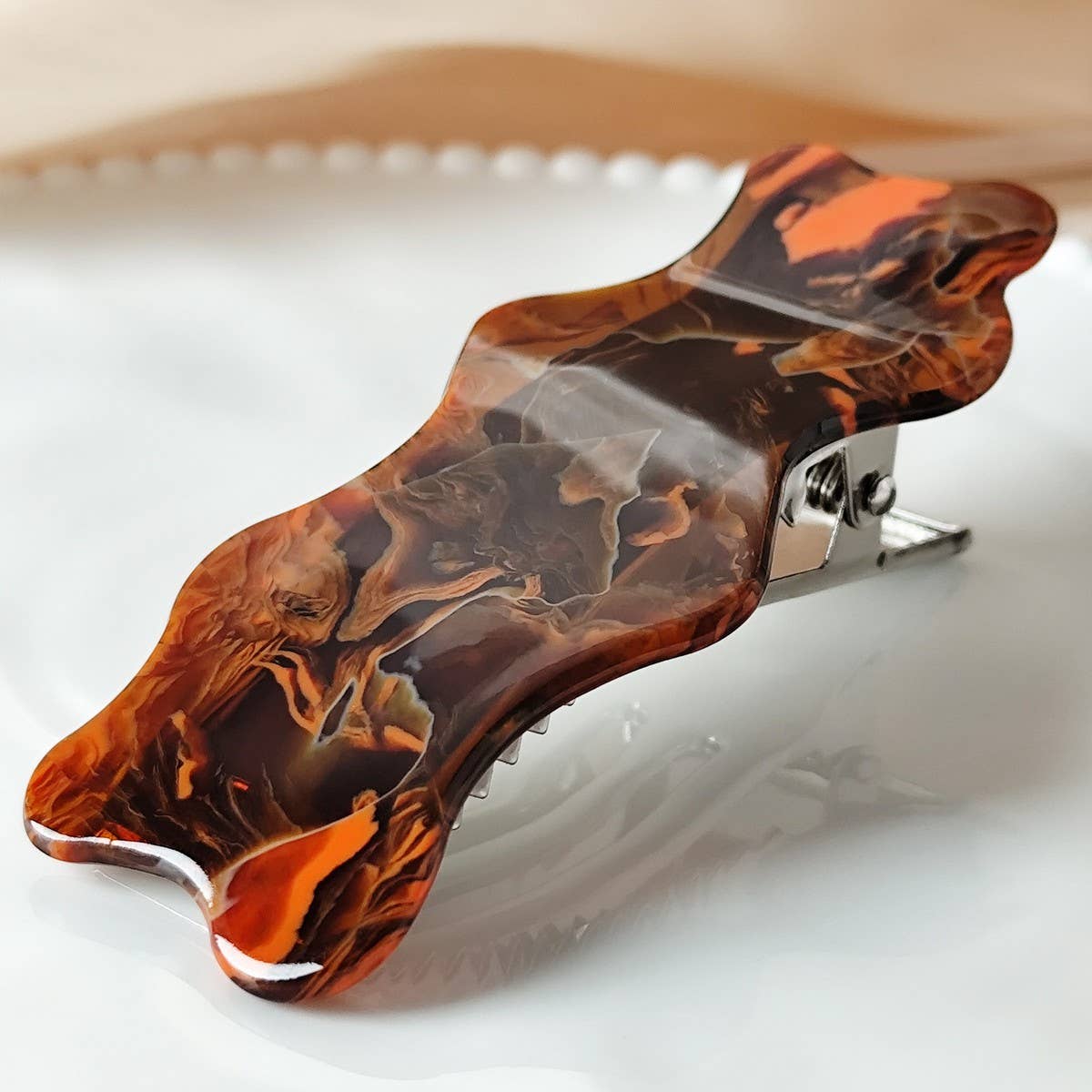 Colorful Line Acetate Duckbill Hair Clip_Cwaha07158