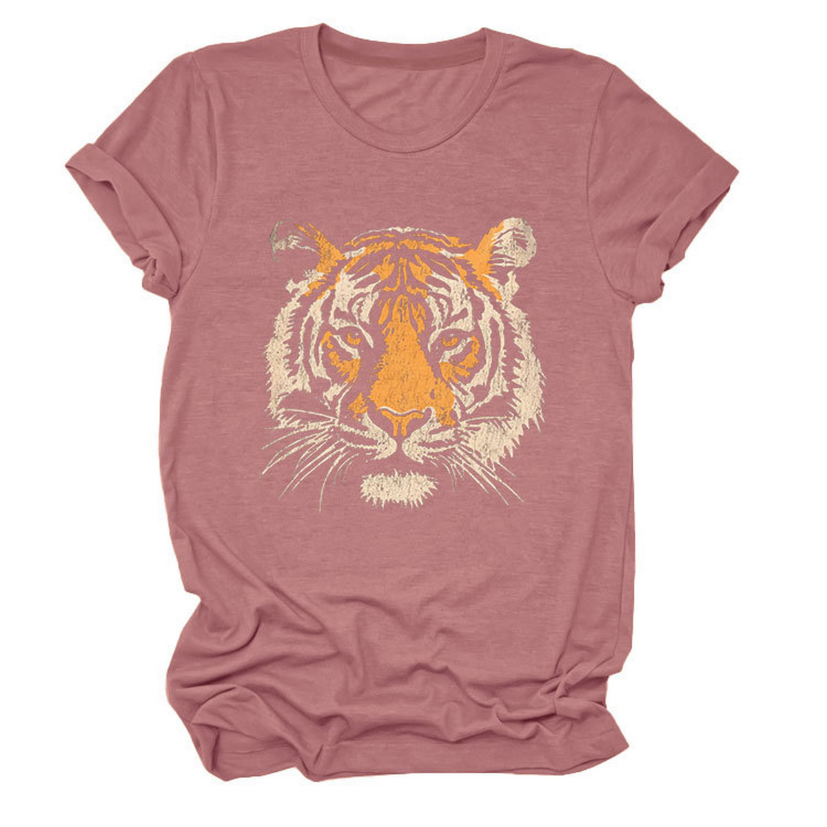 Women Summer Tee With Stylish Tiger Print_Cwttsl0494
