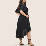 ELEGANT SUMMER V NECK FLOWY ASYMMETRICAL DRESS_CWDMD6054