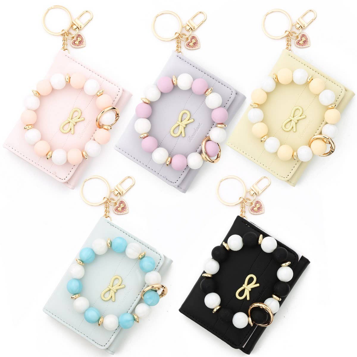 BUTTERFLY CARD WALLET WITH HEART BEAD KEYCHAIN_CWAB4969