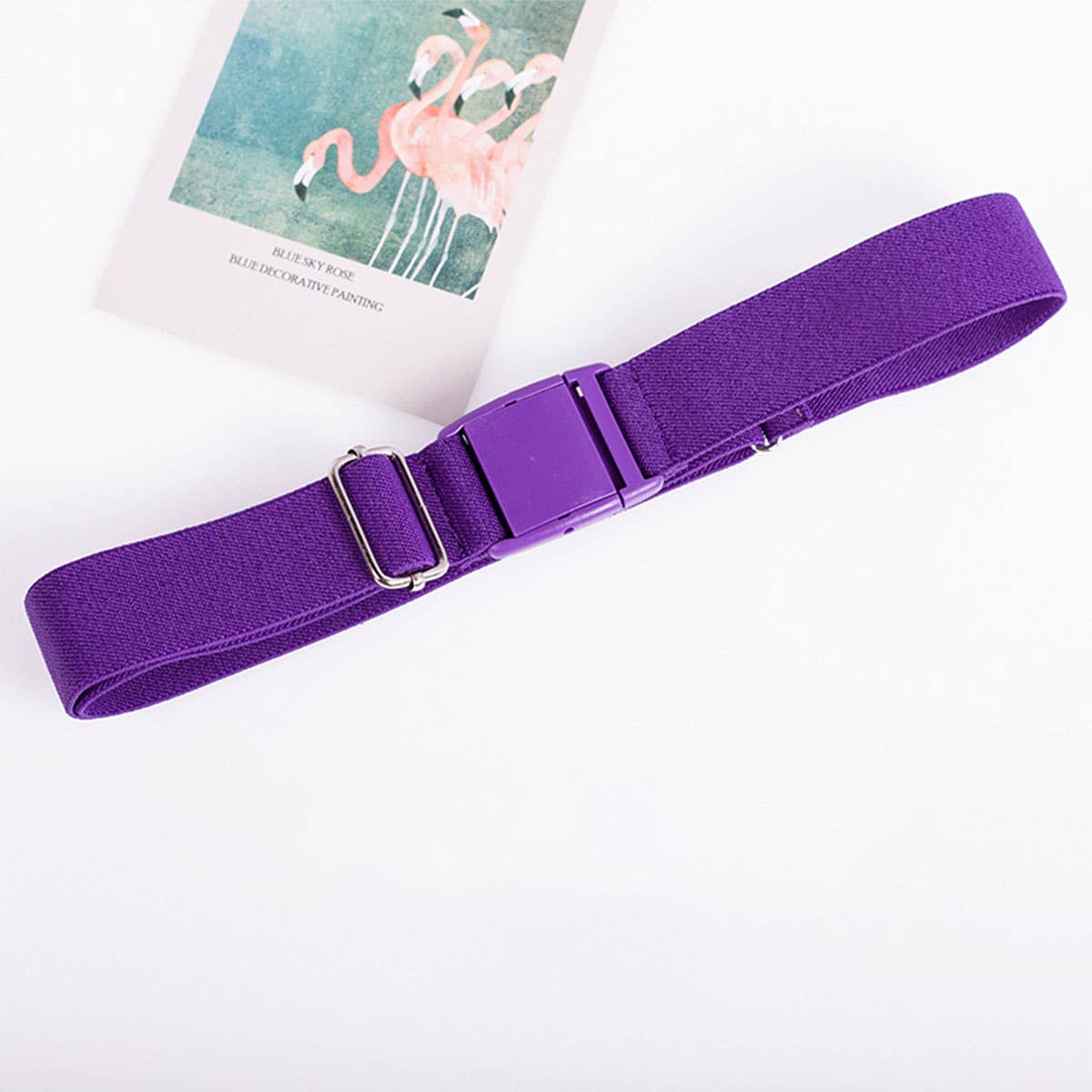 SOLID COLOR PLASTIC BUCKLE ELASTIC BELT_CWABE0681
