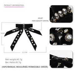 Velvet Bow Personalized Diamond Pearl Hairpin
