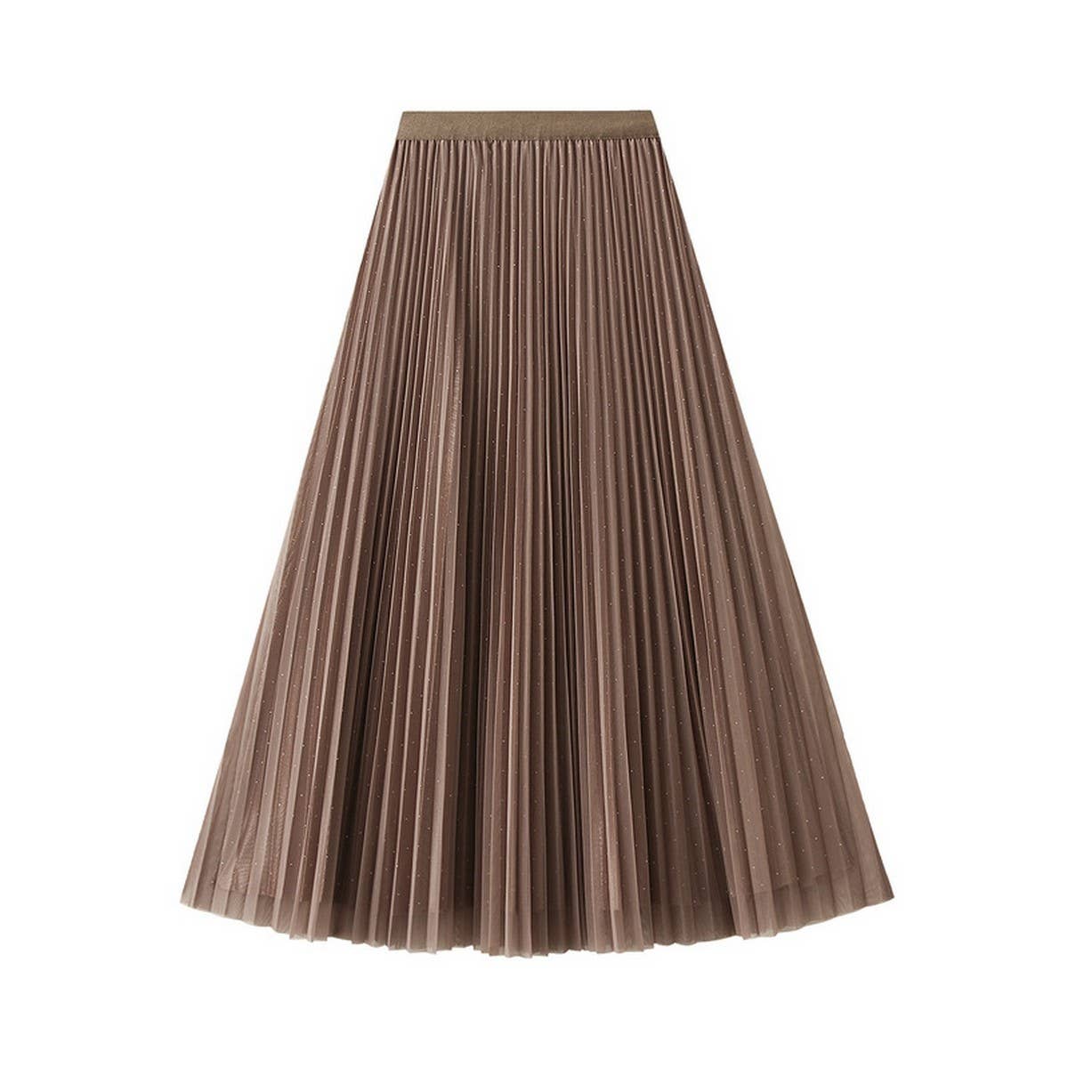 REVERSIBLE RHINESTONE HIGH END MESH PLEATED SKIRT_CWBMS0312