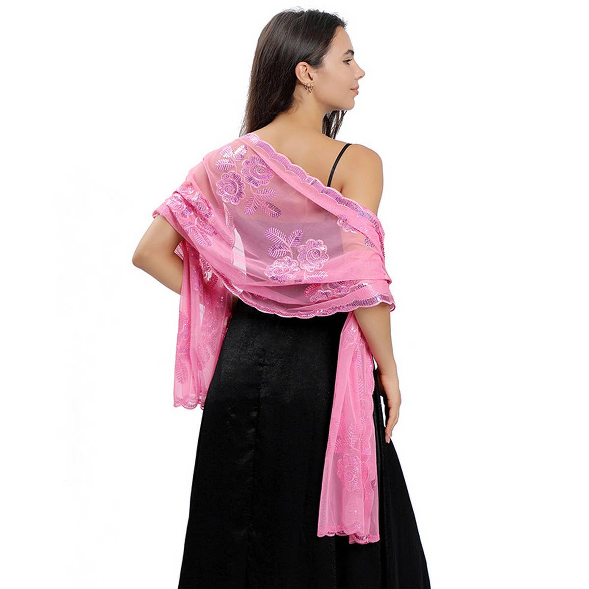 NEW ARRIVAL FLOWER SEQUIN EMBROIDERED SHAWL_CWASC1087