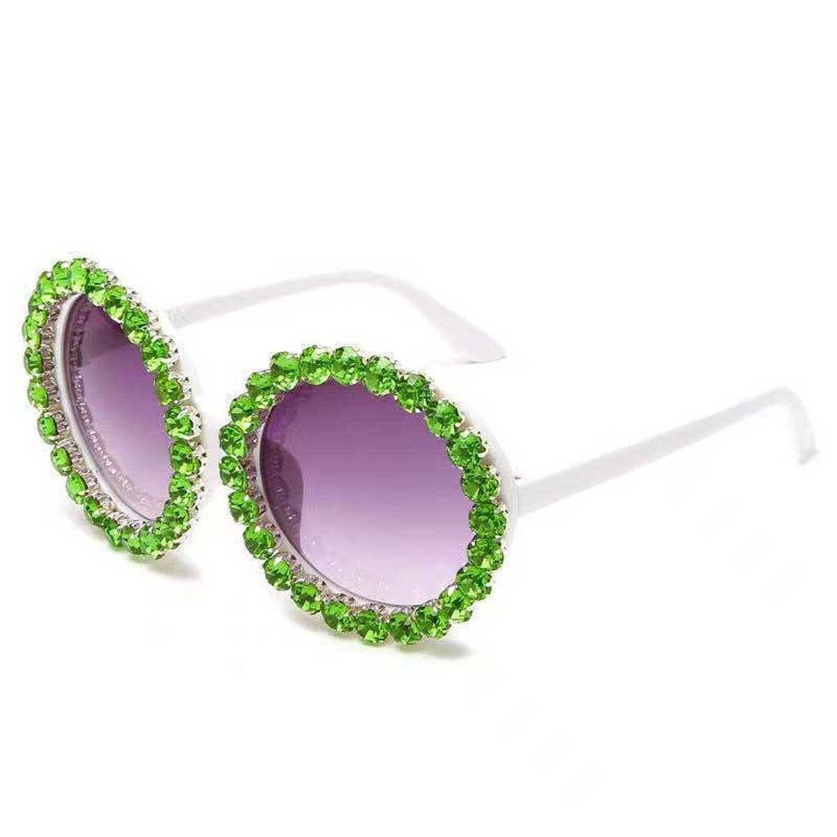 DIAMOND EXAGGERATED ROUND FRAME SUNGLASSES_CWASG0789