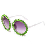 DIAMOND EXAGGERATED ROUND FRAME SUNGLASSES_CWASG0789