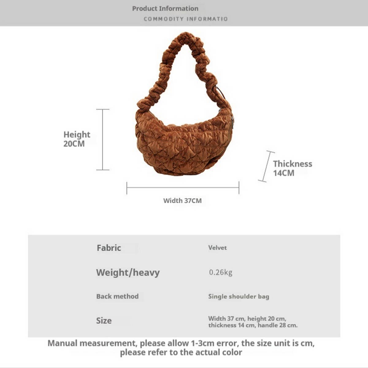 PLUSH VELVET CLOUD BAG WOMEN LARGE SHOULDER TOTE_CUAB00563