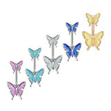 GLITTER BUTTERFLY BELLY RING RESIN BODY PIERCING_CWMM9306
