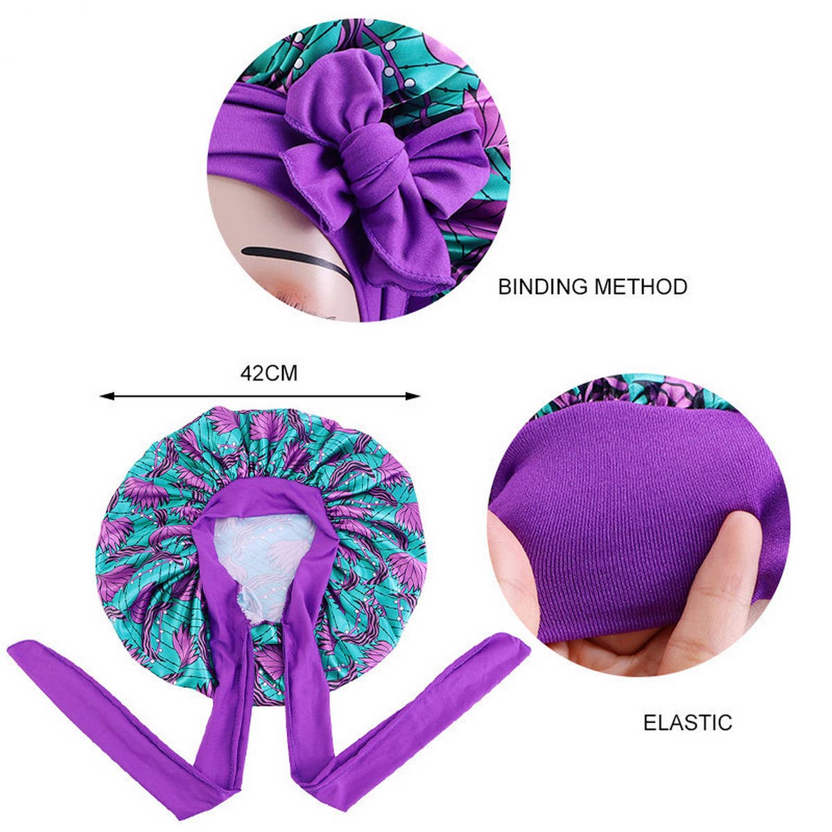 PRINTED STRETCHY RIBBON NIGHTCAP_CWAH1482