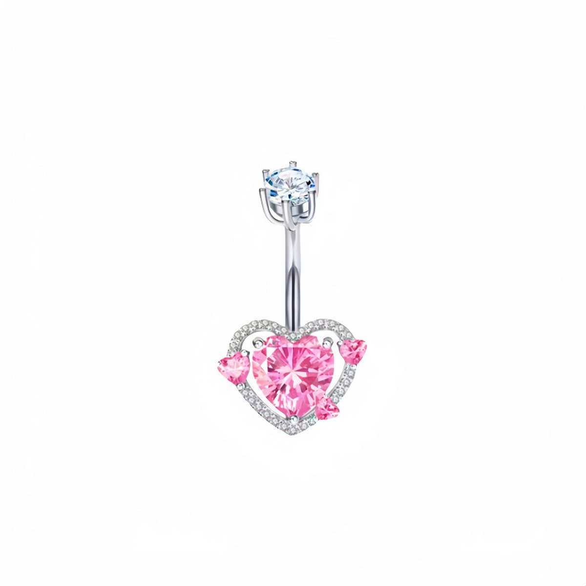 HEART CZ BELLY RING HYPOALLERGENIC BESTSELLER_CWMM9194