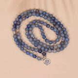 108 BLUE AVENTURINE LOTUS PENDANT BEADED BRACELET_CWAJE3923