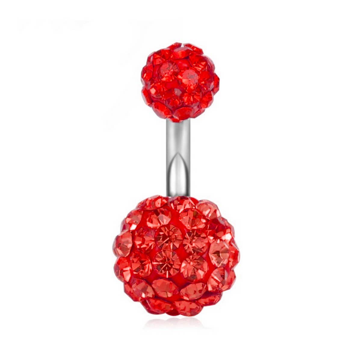 CLAY BALL BELLY RING CZ STAINLESS STEEL PIERCING_CWMM9193