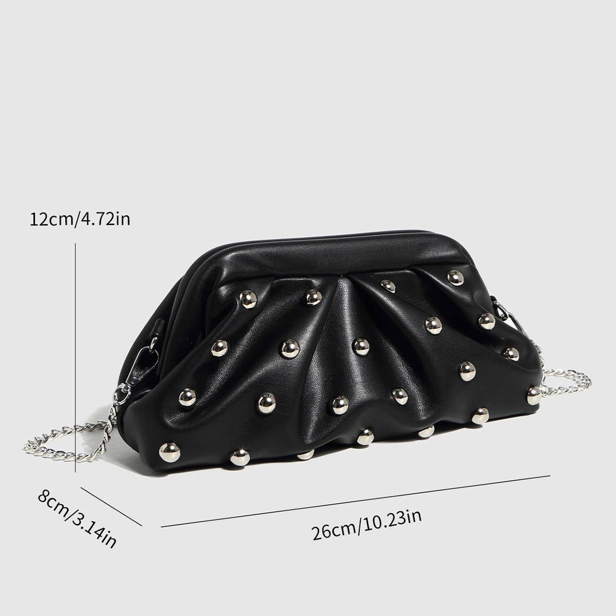 STUDDED DUMPLING CLUTCH CHAIN SHOULDER BAG_CWAB5711