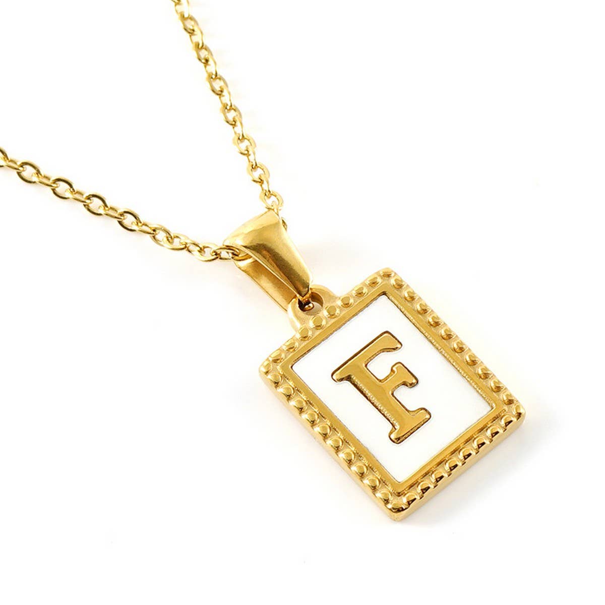 18K GOLD STAINLESS STEEL LETTER SHELL NECKLACE_CWAJE0685