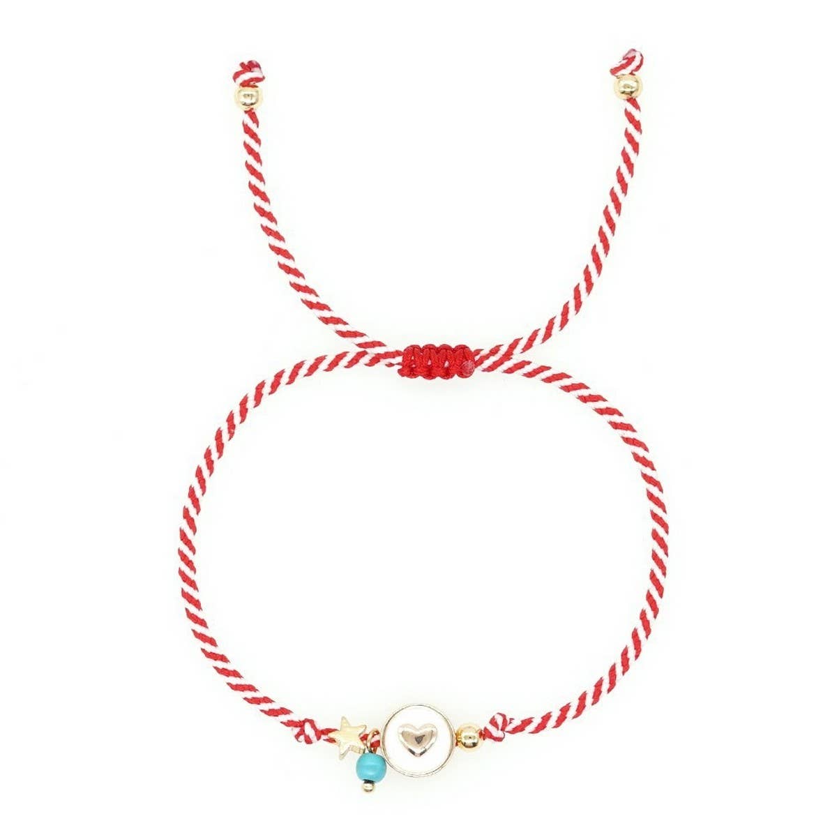 White Eyes Turquoise Red And White Rope Bracelet_Cwmm3797