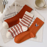 THIN EMBROIDERED BREATHABLE WOMENS MID CALF SOCKS_CWMS1132