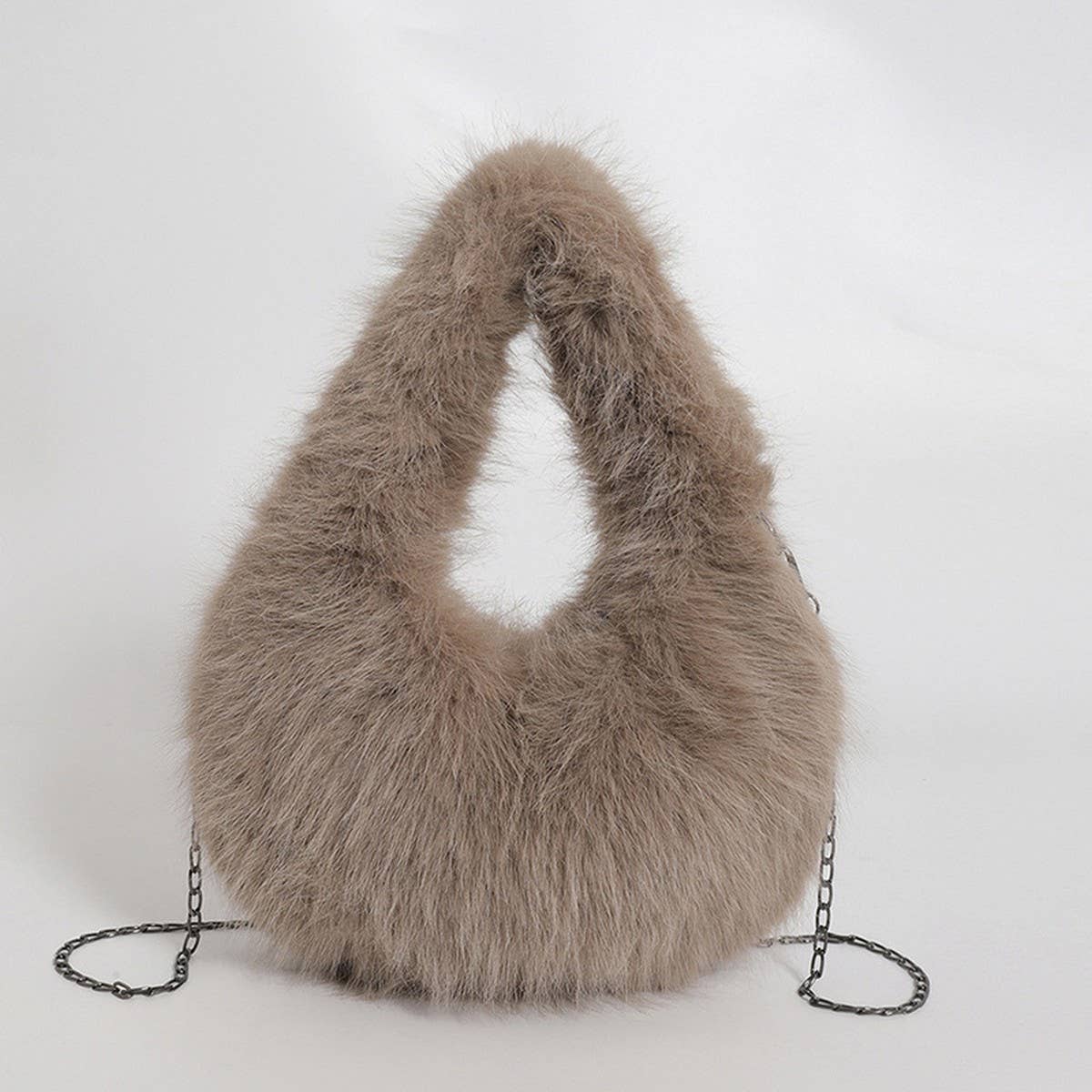 FLUFFY CHAIN HANDBAG WOMEN SHOULDER TOTE_CUAB00607
