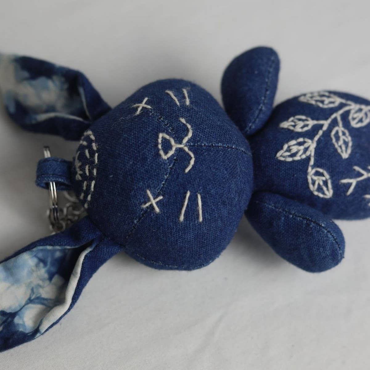 HANDMADE INDIGO BUNNY PLUSH CHARM DOLL TOY_CWMM5994