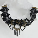 HALLOWEEN RETRO TASSEL CRYSTAL LACE SHORT NECKLACE_CWMM0166