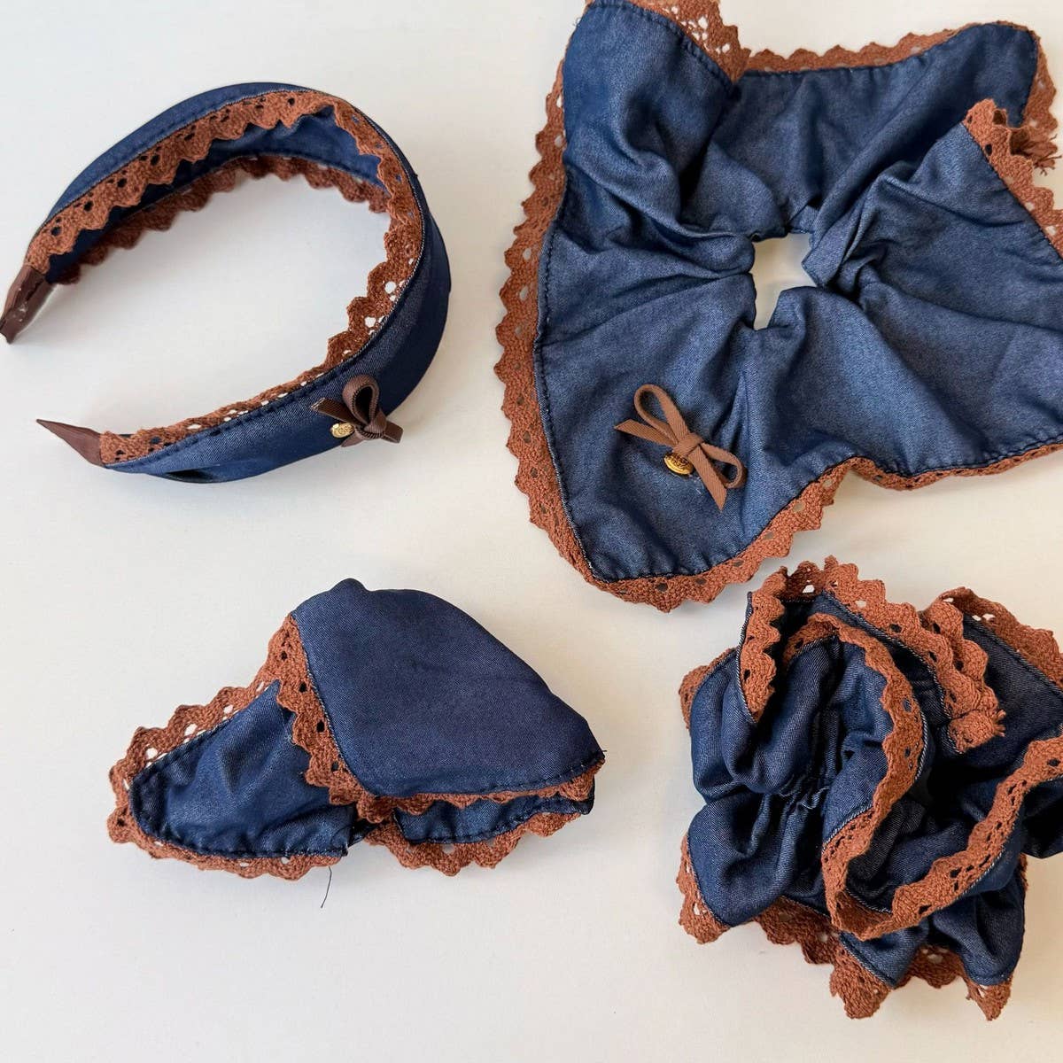 Denim Bow Hair Clip Triangle Claw Autumn Style_Cwaha07976