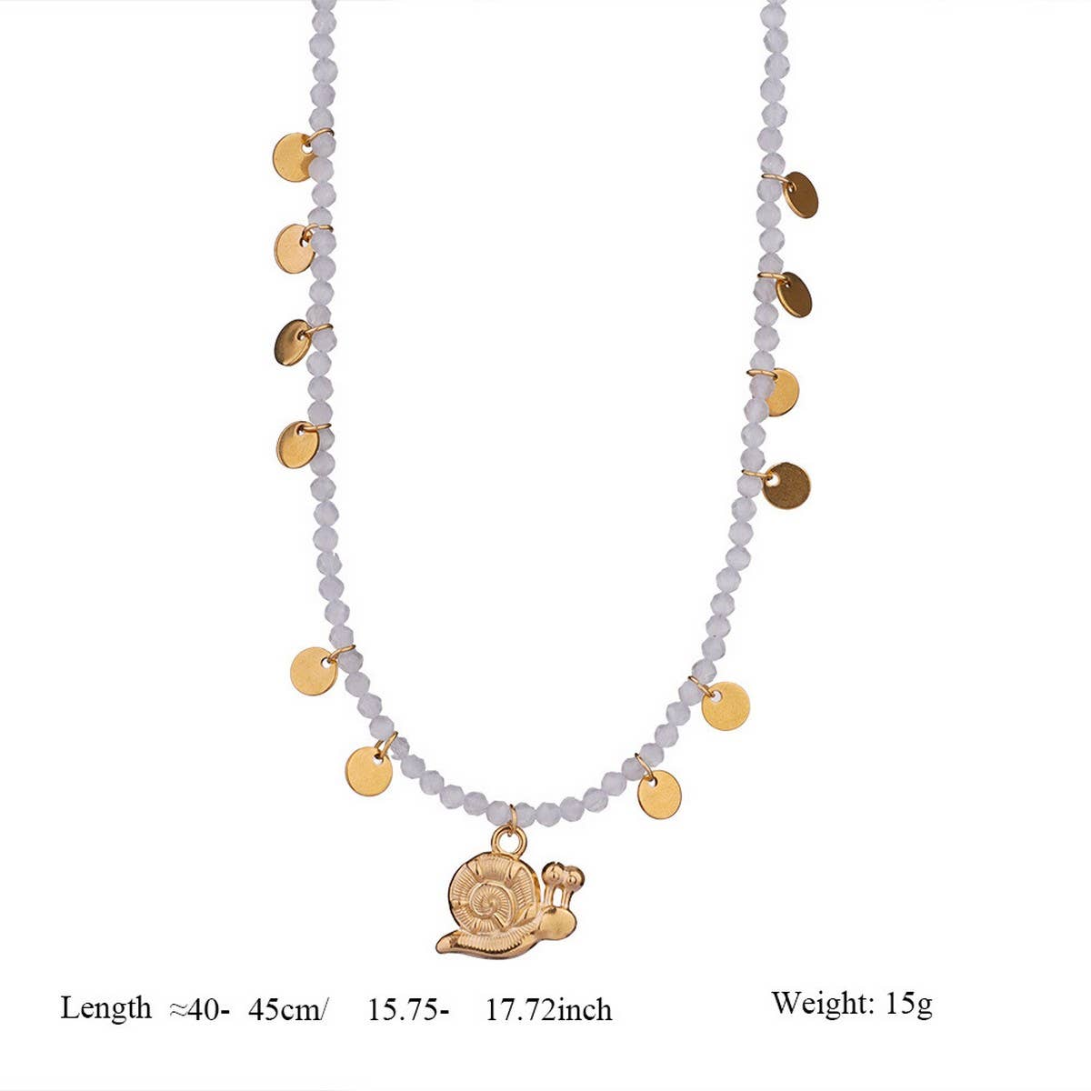 NATURAL STONE NECKLACE WITH FISH PENDANT_CWMM8802