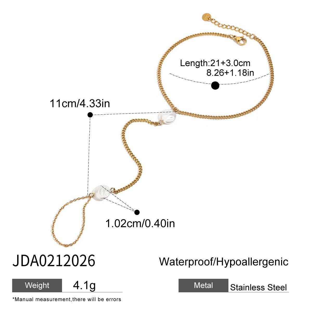 18K GOLD PEARL CHAIN ANKLET RING STAINLESS STEEL_CWAJE4847