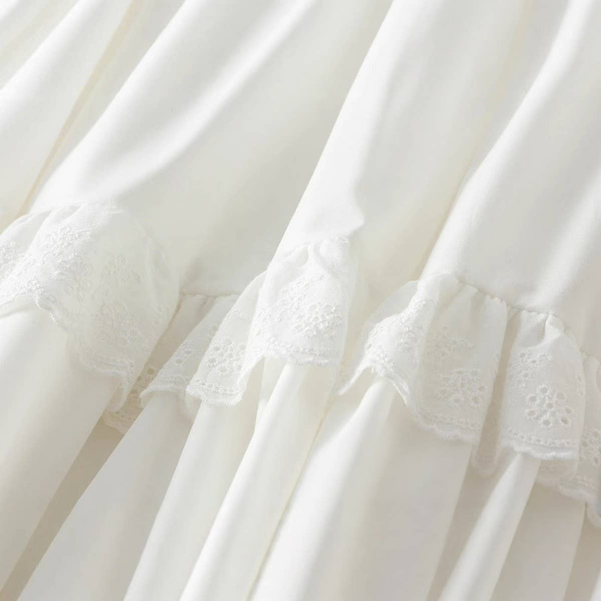 LACE TRIM HIGH WAIST MIDI CAKE SKIRT_CWBMS0335