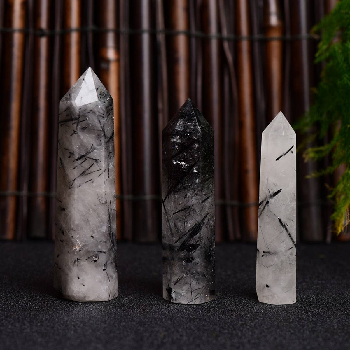 BLACK RUTILATED QUARTZ CRYSTAL TOWER_CWMM8123