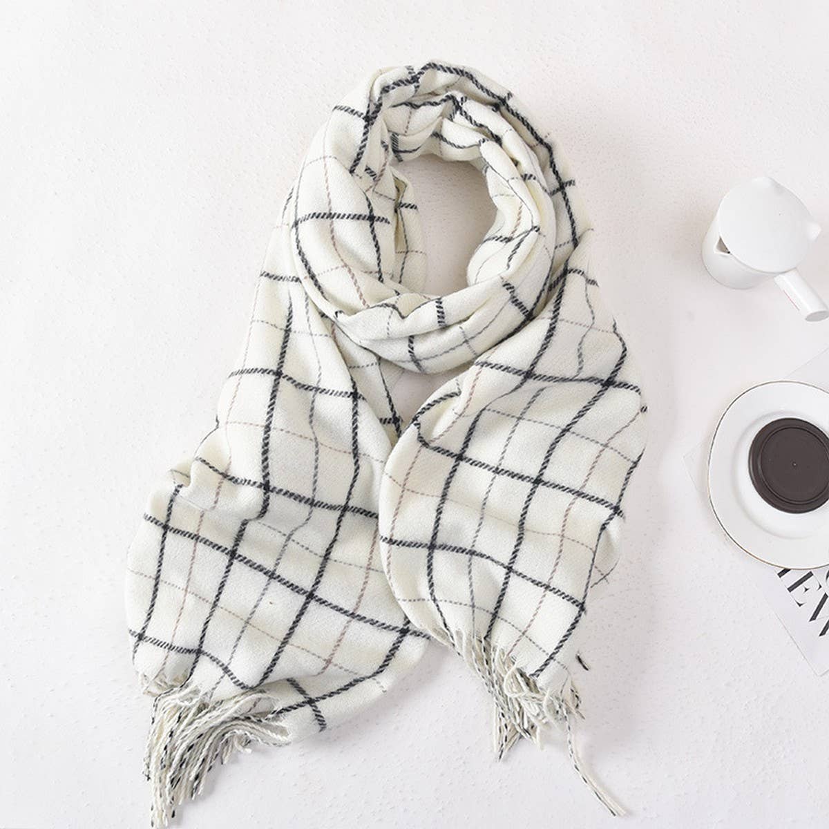 Women Simple Warm Plaid Scarf