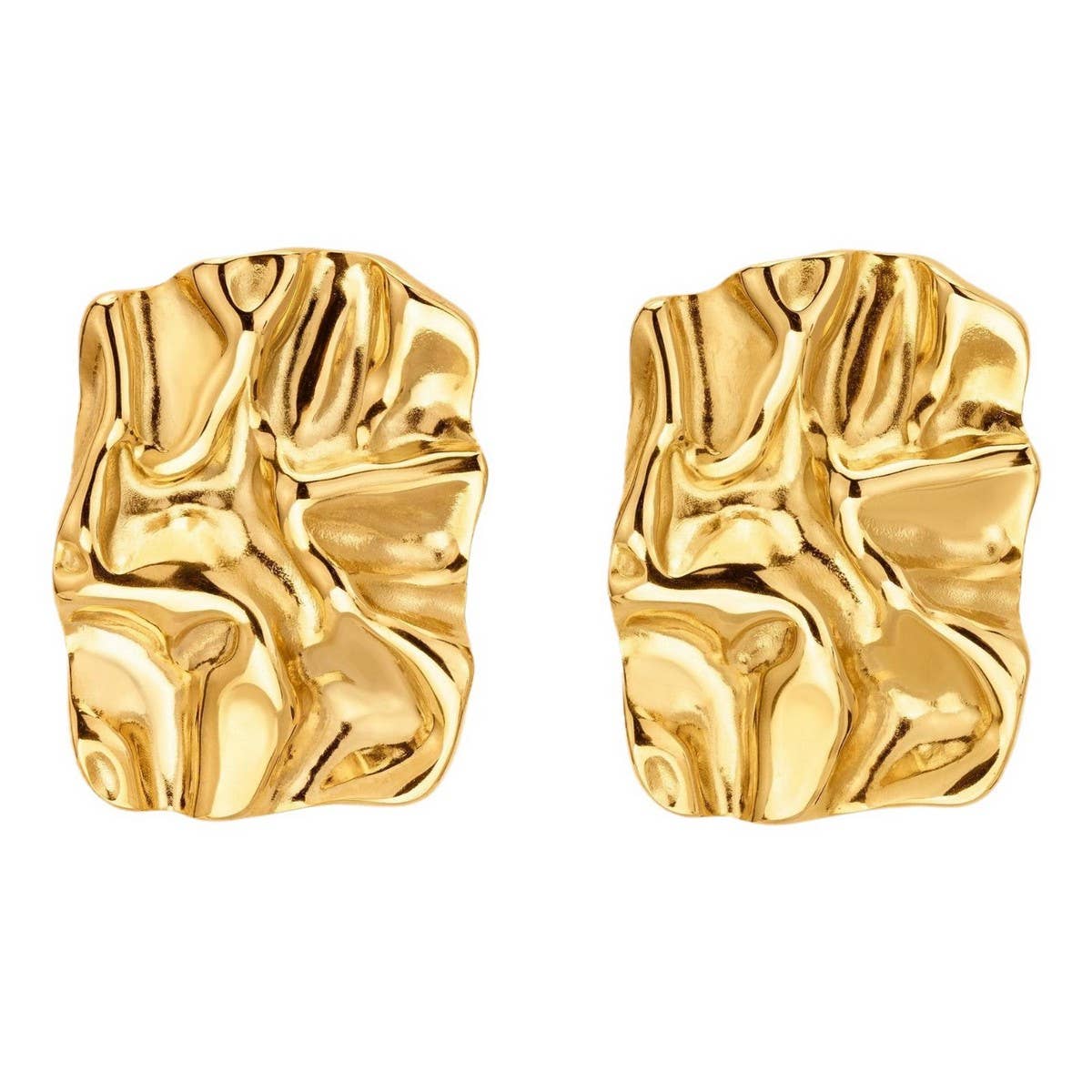 IRREGULAR HIGH GRADE SQUARE PLEATED EARRINGS_CWAJE5045