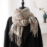 PLAID CASHMERE LIKE SCARF WITH FRINGE FOR WINTER_CWASC1443