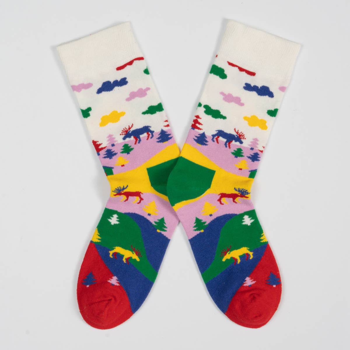 COLORFUL PATTERN COUPLE MID SOCKS_CWMS0199