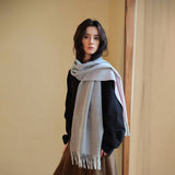 PINK GRADIENT WOOL SCARF WARM REVERSIBLE WINTER_CWASC2376