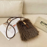 FAUX FUR PLUSH PHONE BAG CROSSBODY SHOULDER_YMC51 023A