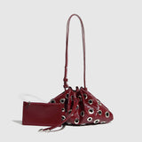 METAL EYELET BUCKET BAG WITH RIVETS FOR WOMEN_CWAB5682