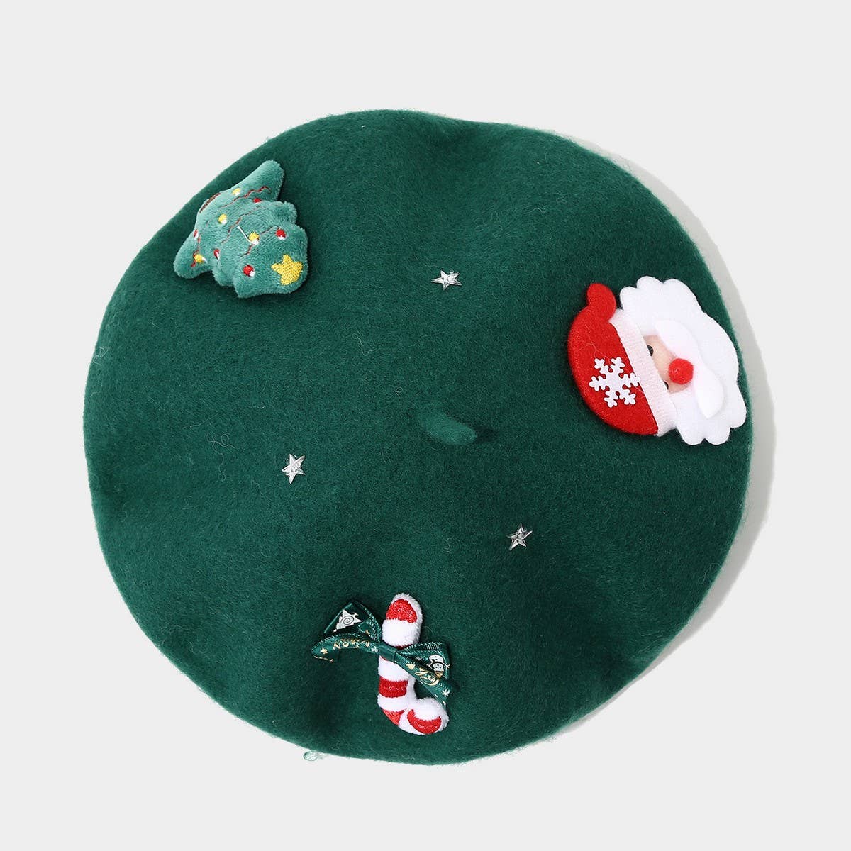 Christmas Bow Wool Beret Hat Women Warm Winter_Cwah04686