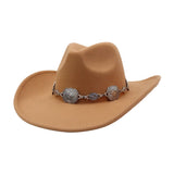 Western Ethnic Wool Felt Cowboy Fedora Hat_Cwah04444