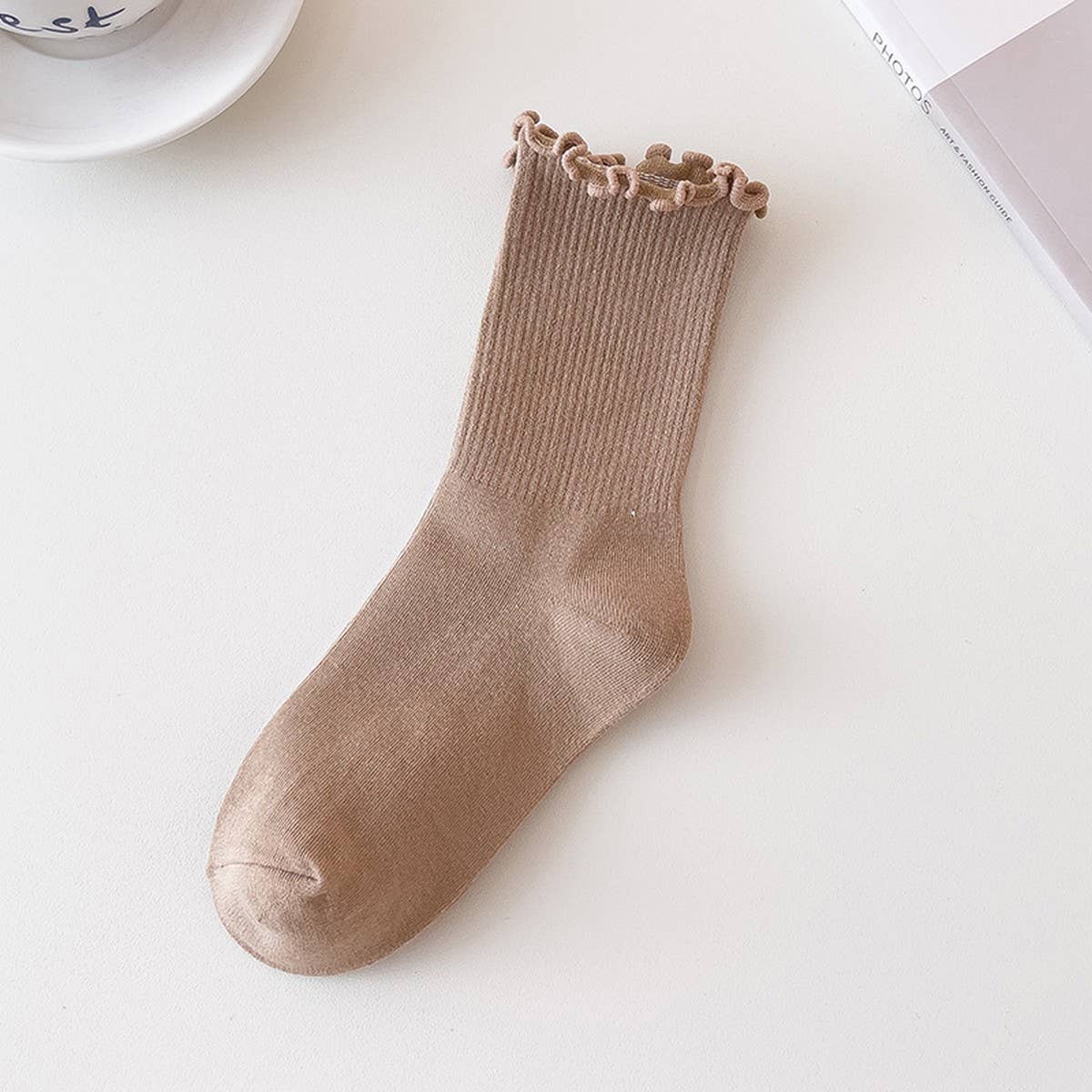 Warm Brown Fungus Mid-Calf Women'S Socks_Cwms0592