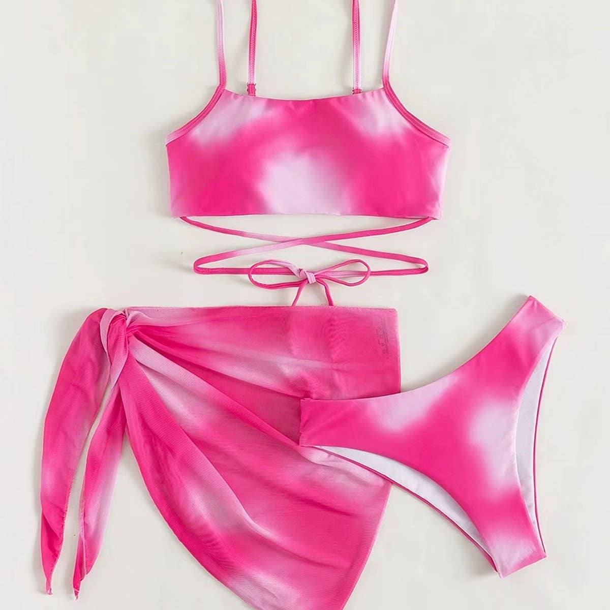 Tie-Dye Bikini Set 3 Piece With Mesh Skirt_Cwmw0143