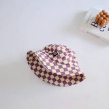 STYLISH CHILDRENS TRAVEL CHECKERBOARD BUCKET HAT_CWAH2857